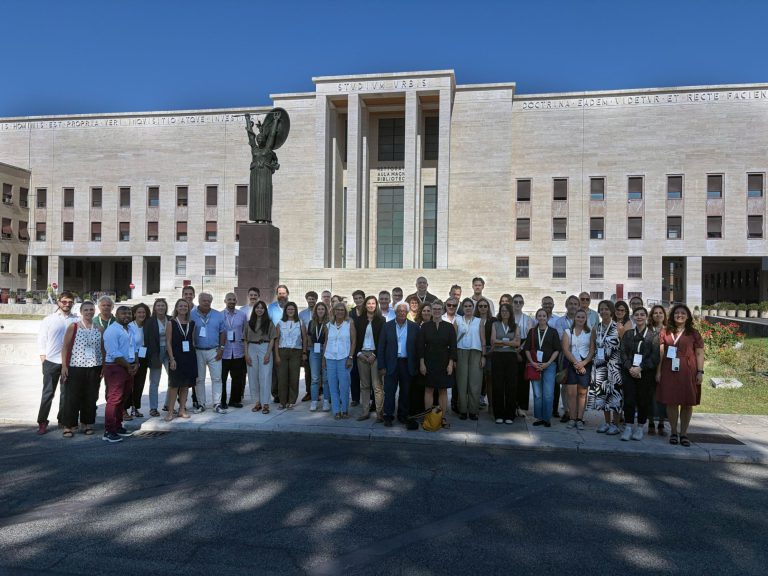 Participants of the PHACTUS kick-off meeting gathered in front of the Rectorate building at Sapienza University of Rome